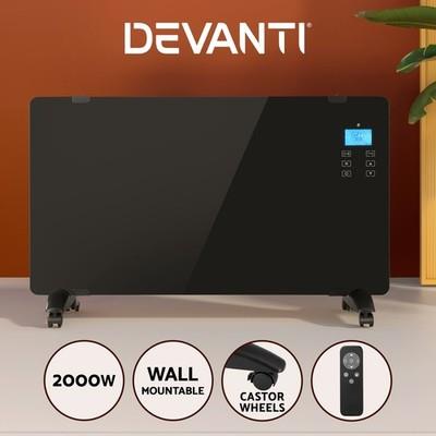 Devanti Convection Heater Glass Panel Electric Heaters Wall Mounted