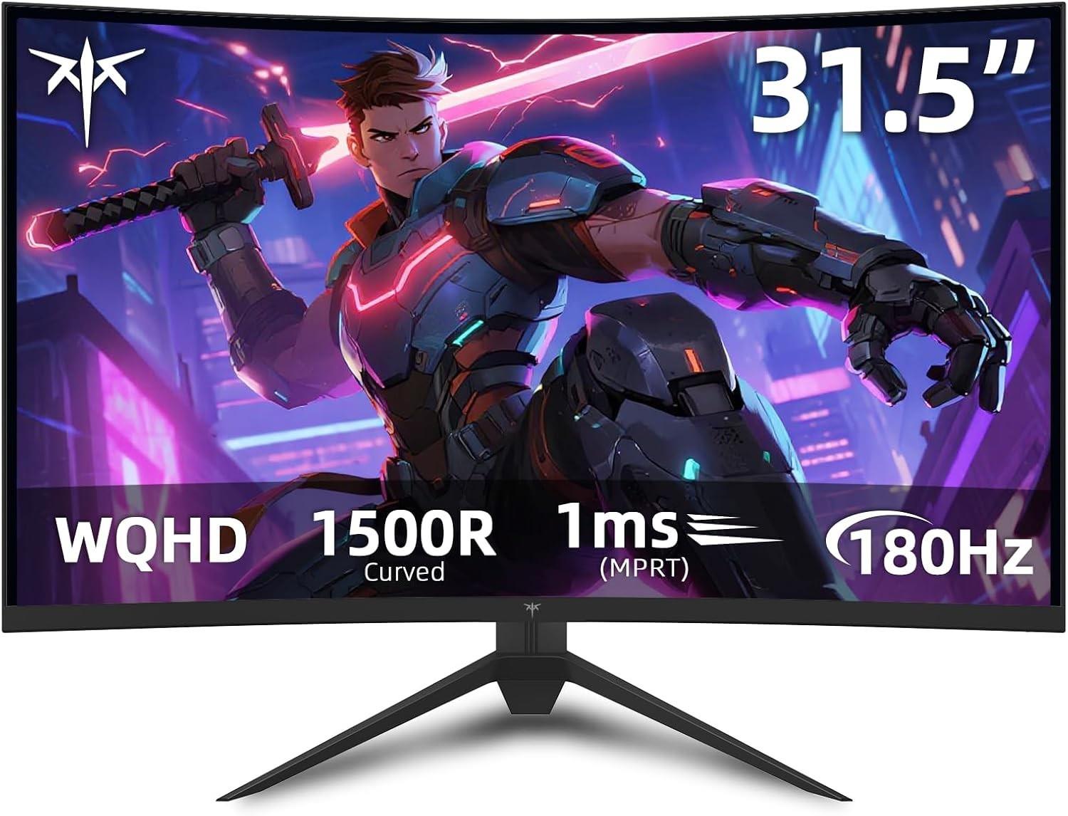 32 Inch 180hz Curved Gaming Monitor, Qhd(2560x1440p) 1ms Mprt, 2k Computer Monit