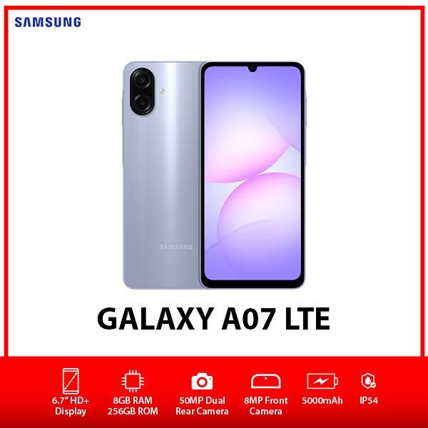 Samsung Galaxy A07 Lte 8gb+256gb Violet Dual Sim Unlocked Android Smartphone Au