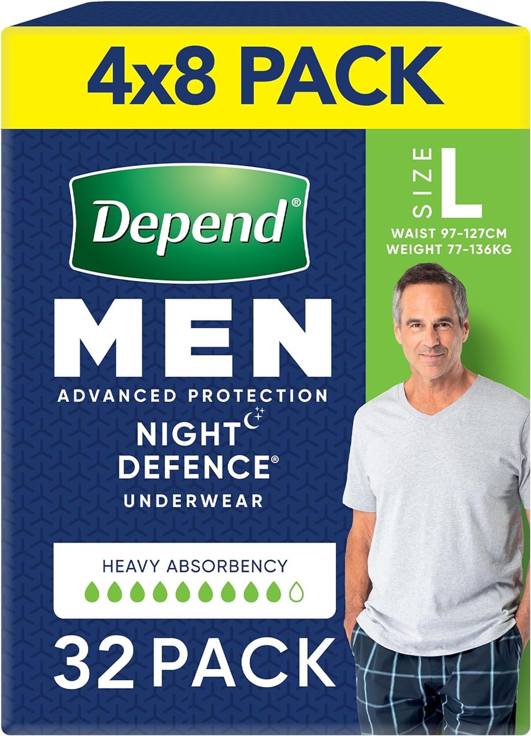 Depend Real Fit Night Defence Incontinence Underwear Men Large 32