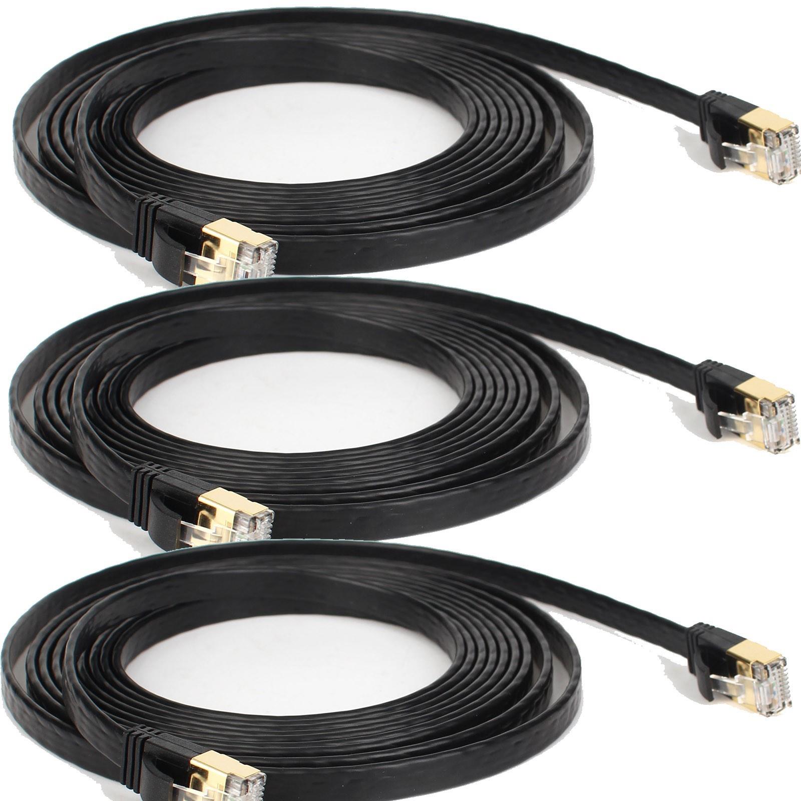 Flat Cat7 Ethernet Cable 10gbps High Speed Lan For Nbn Router Modem, 3pcs 3m