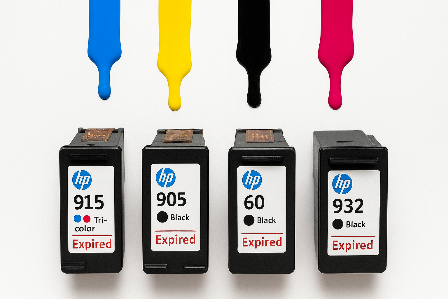 Genuine Hp 60 62 65xl 915 905 932 564 932xl 564 Ink Cartridges - Expired