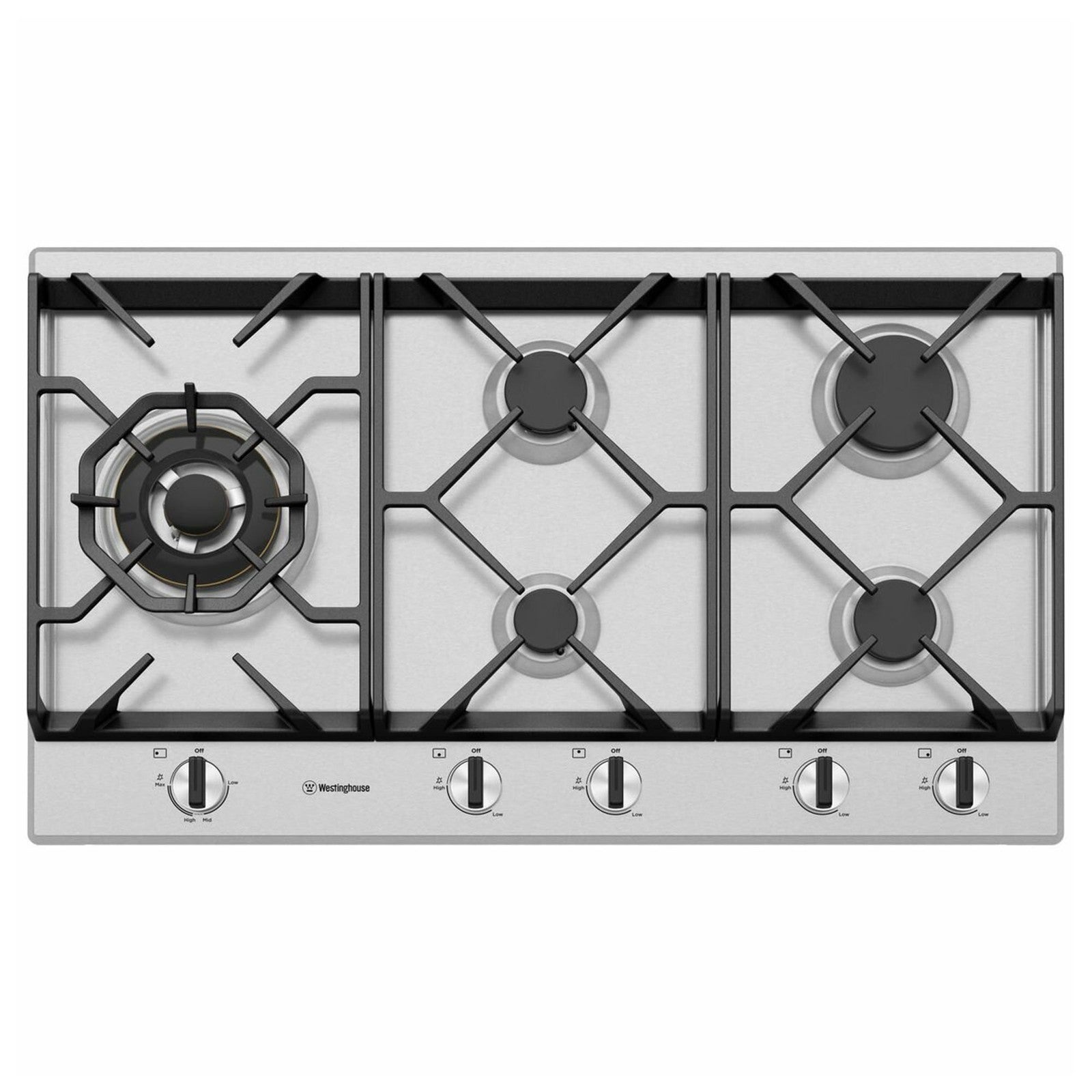 Westinghouse 90cm 5 Burner Gas Cooktop. Whg958sc