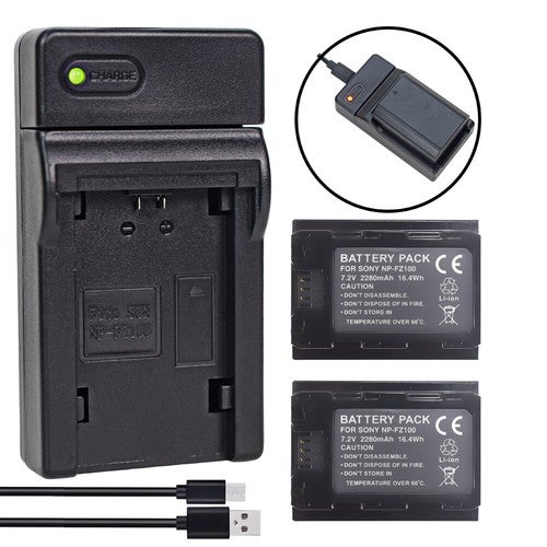 2x Np-fz100 Battery +charger For Sony Alpha A7 A7r A7s Mark 3 4 Iii Iv Camera