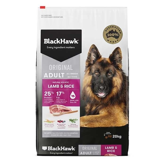 Black Hawk Lamb And Rice Adult Dog Food 20kg Free And Fast Shipping