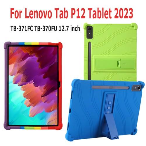 For 2023 Lenovo Tab P12 Pro 12.7 Inch Soft Silicone Case Cover With Kickstand