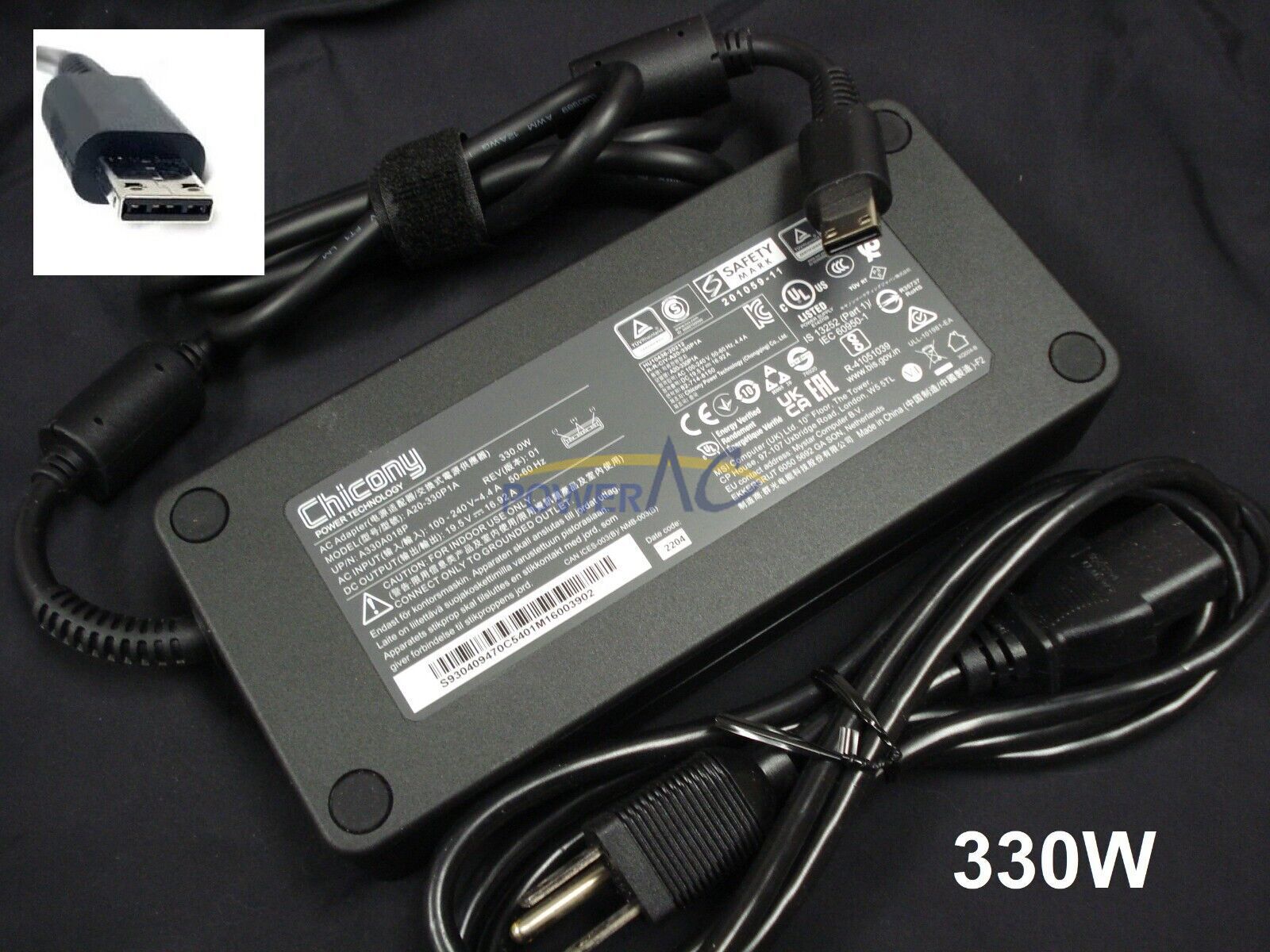 Original 330w Msi Vector Gp66 Gp66hx Gp76 Gp76hx A20-330p1a Power Cord Charger