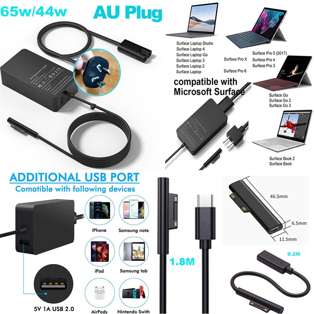 For Microsoft Surface Pro Go Book Laptop Power Adapter 65w/44w Charger Adapter