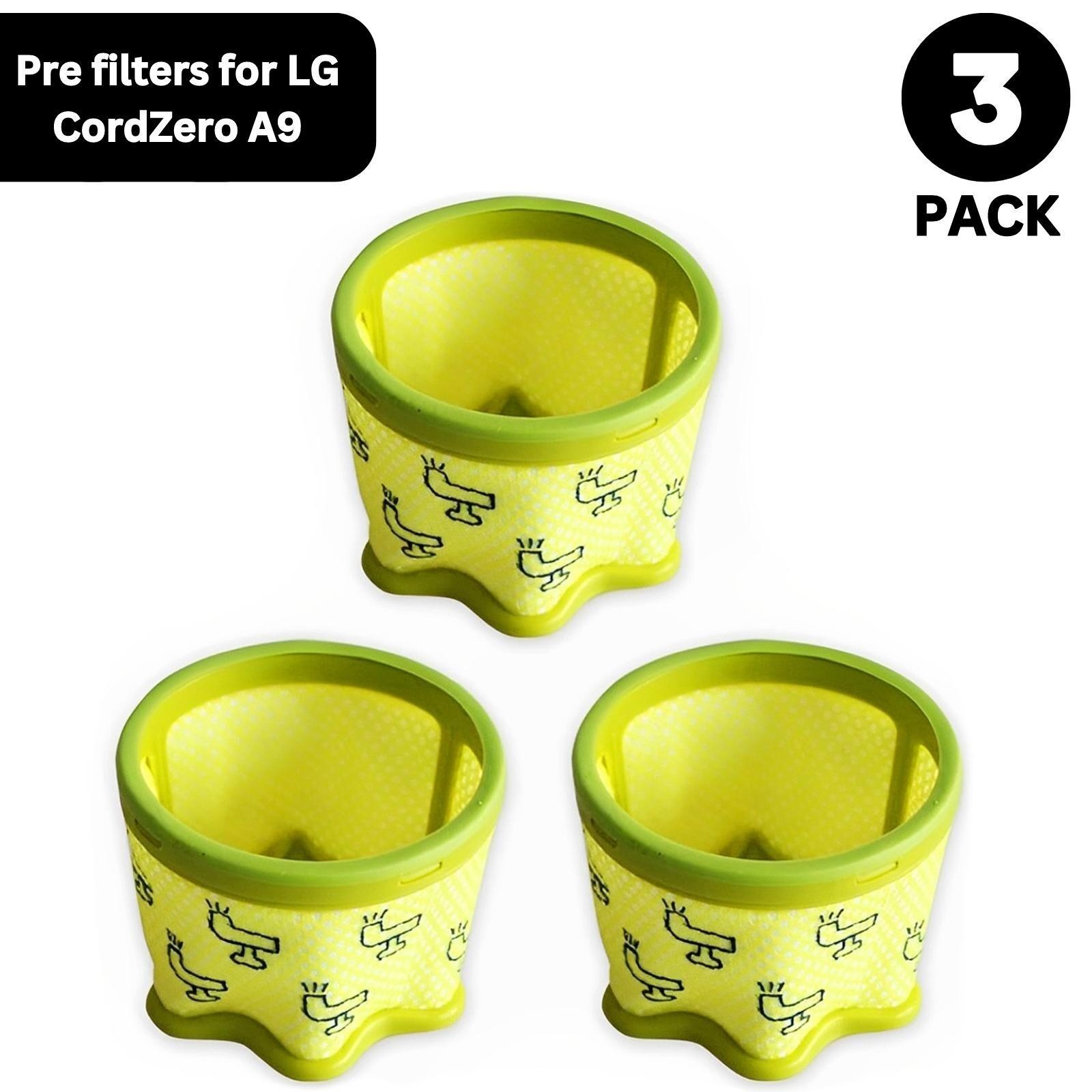 3 X Pre Filters For Lg Cordzero A9 Stick Vacuum Cleaner
