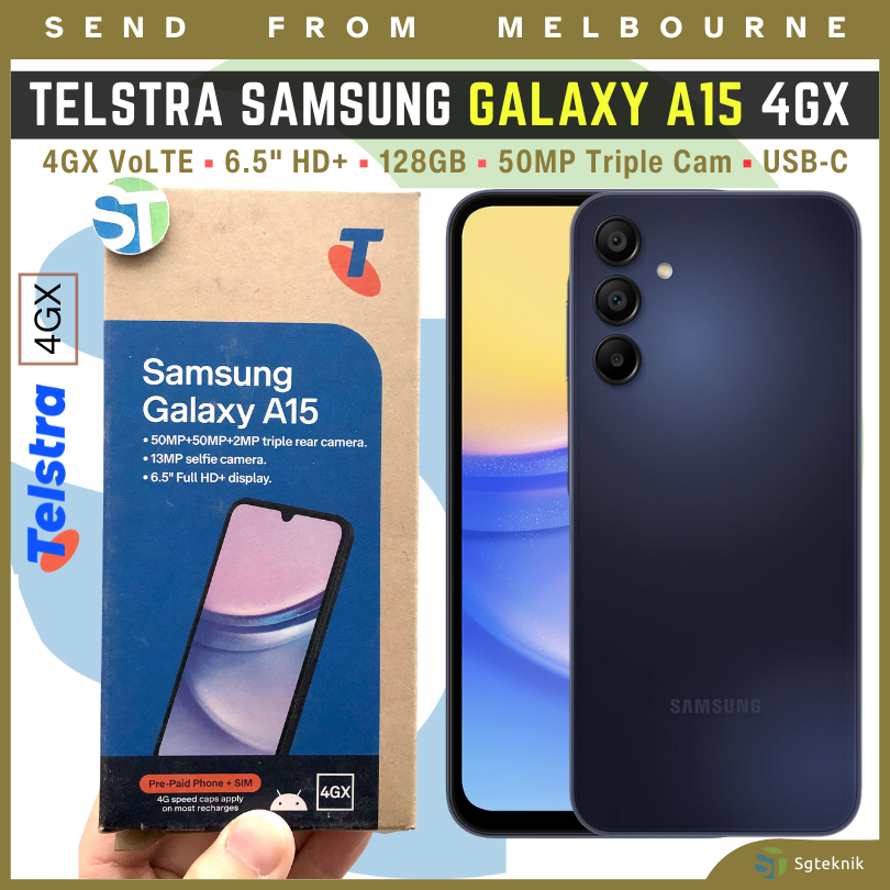 Telstra Samsung Galaxy A15 4gx Volte (128gb/4gb, 50mp Triple Cam) Blue Black