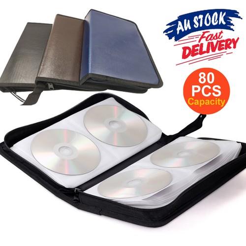 80pcs Portable Cd Dvd Storage Pu Leather Capacity Cases Discs Holder Bags Wallet