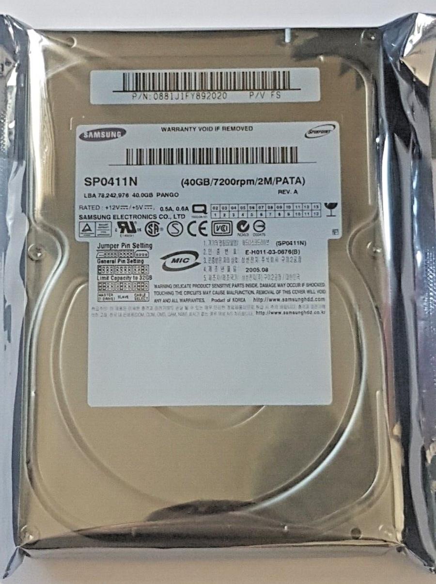 40gb Ide Samsung Spinpoint Sp0411n 7200rpm P-ata 2mb Hdd 3.5" Hard Drive