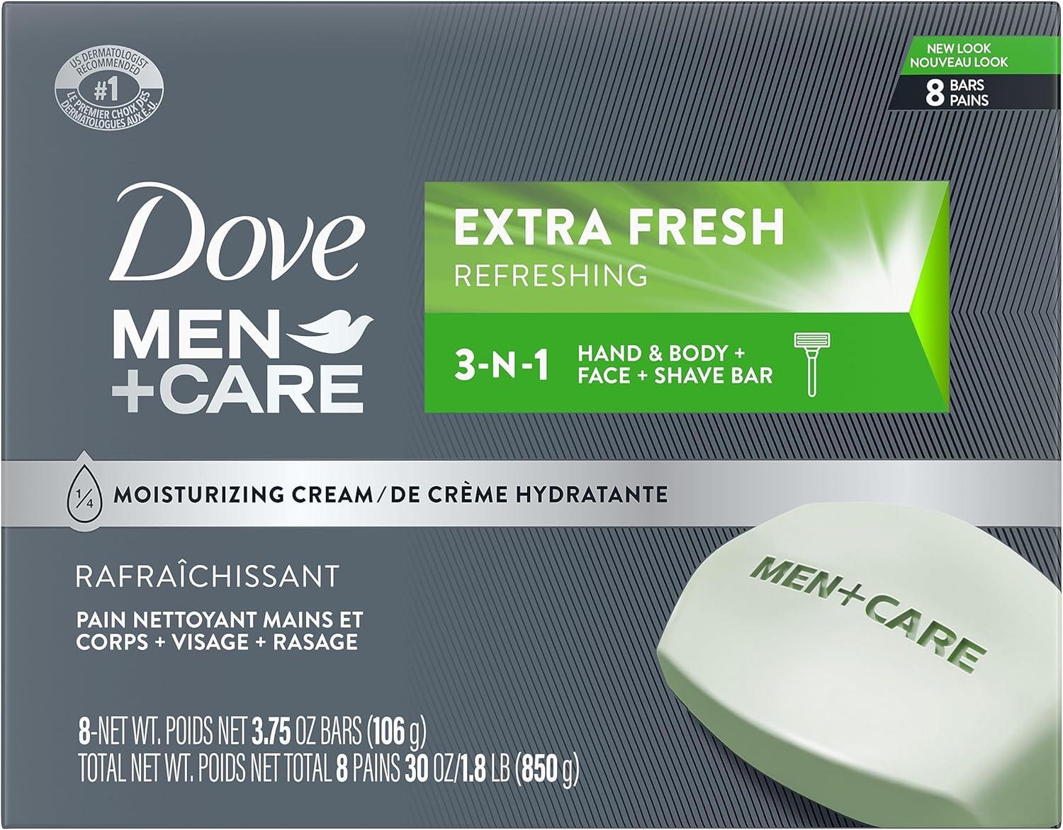 Dove Men+care Body And Face Bar, Extra Fresh 4 Oz, 8 Bar Size