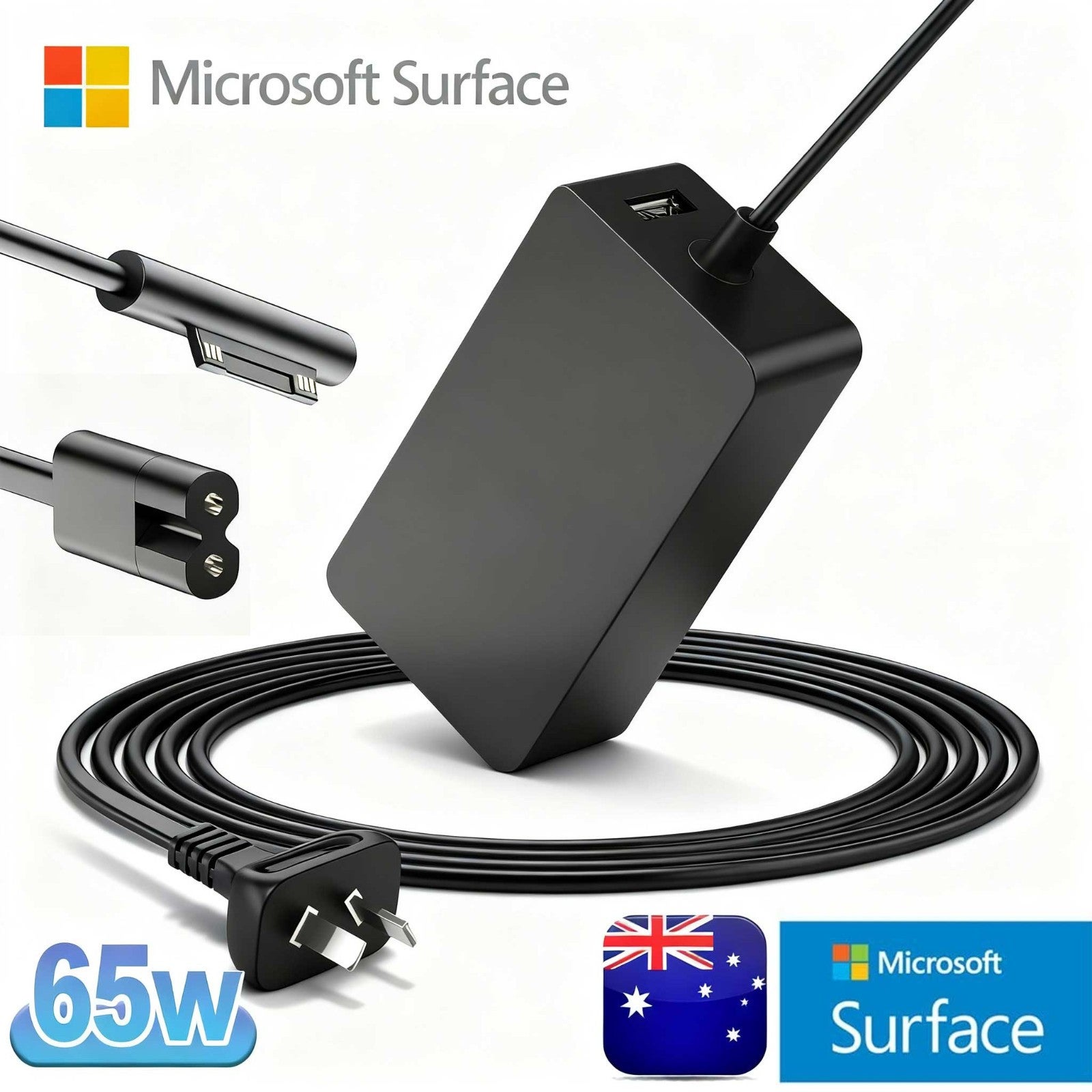 65w For Microsoft Surface Charger Pro 11 10 Power Adapter Laptop Go Cable