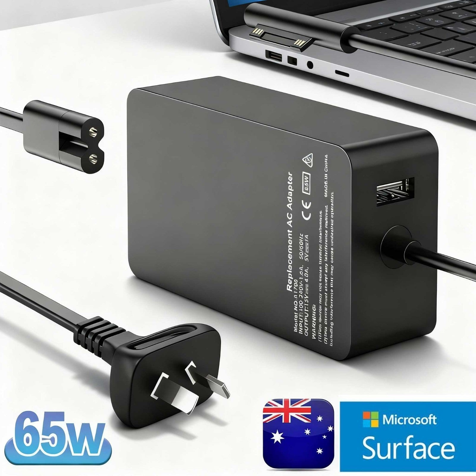 65w For Microsoft Surface Charger Pro 11 Power Adapter Laptop Go Charging Cable