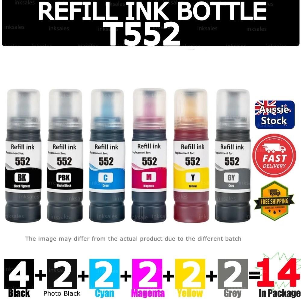 14 Generic T552 Ink Bottle For Epson Ecotank Photo Et8500 Et8550 Et-8500 Et-8550