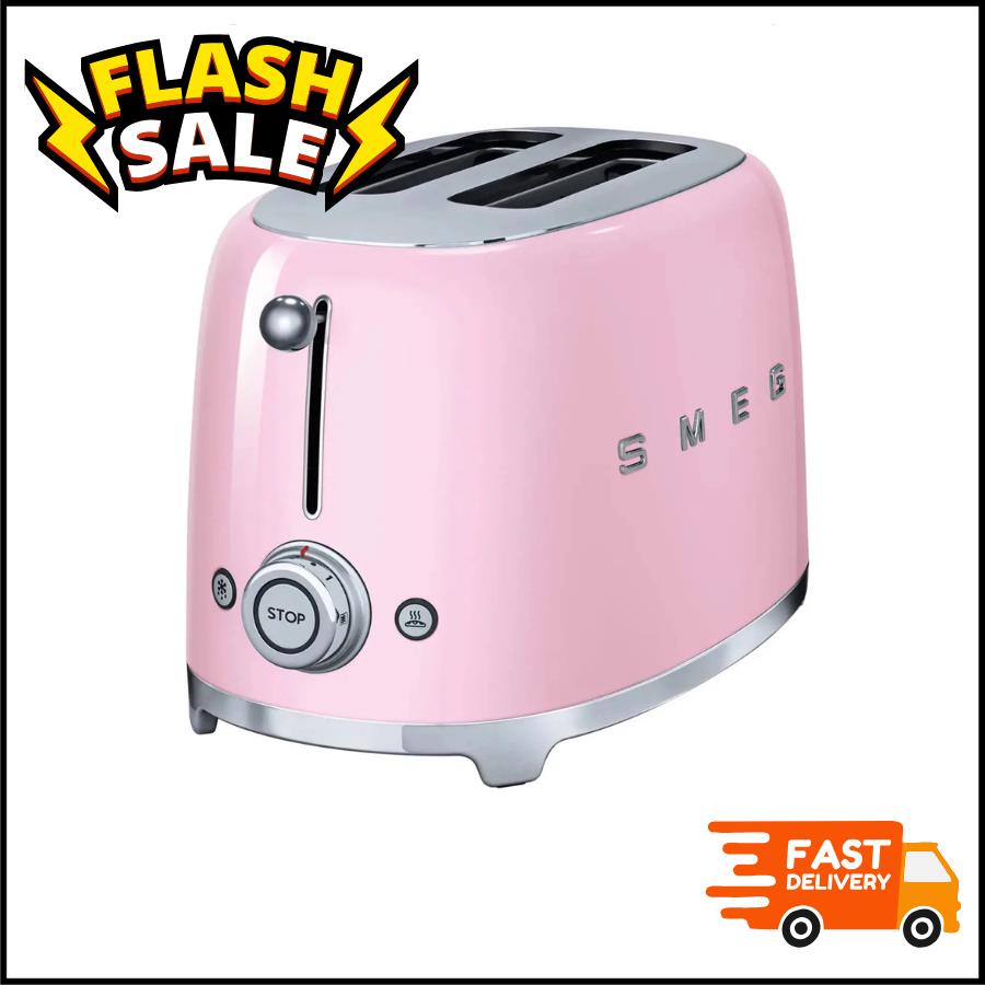 Smeg 50's Retro Style Tsf01 2 Slice Toaster Pastel Pink