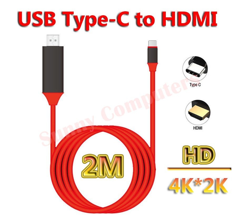 2m Type-c To Hdmi Hdtv Tv Av Adapter Cable 4k For Samsung Galaxy S8 /plus S8 Au