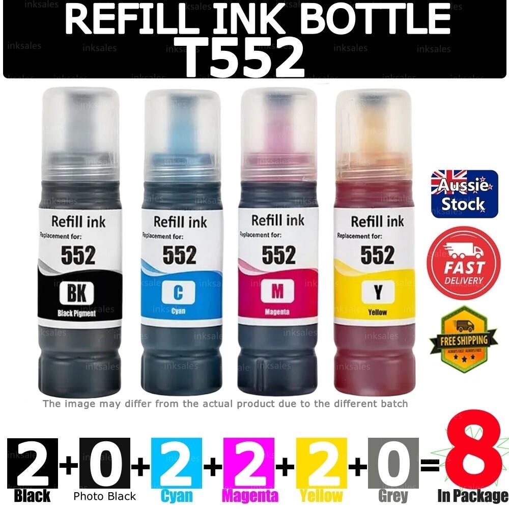 8x Generic T552 Ink Bottle For Epson Ecotank Photo Et8500 Et8550 Et-8500 Et-8550