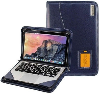 Broonel Blue Leather Case For Apple Macbook air M1 Chip 14.3"