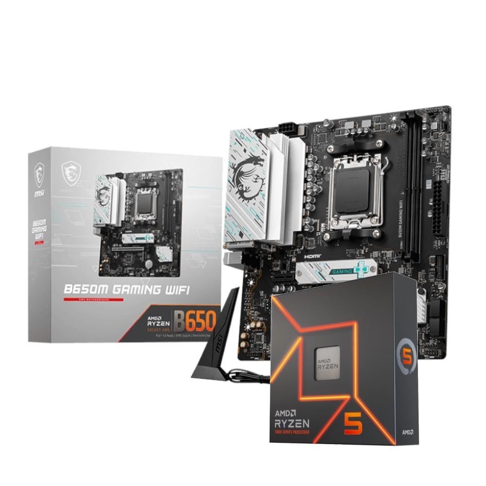 Amd Ryzen 5 7600x Am5 Processor + Msi B650m Gaming Wifi Rgb Led