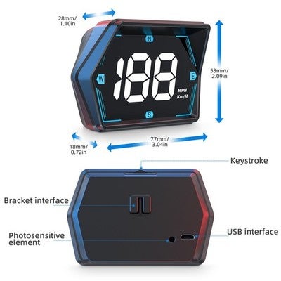 Car Hud Head Up Display Vehicle Speedometer Digital Gauge For Driving Safety