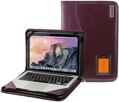 Broonel Purple Leather Case For Apple Macbook air M1 Chip 14.3"