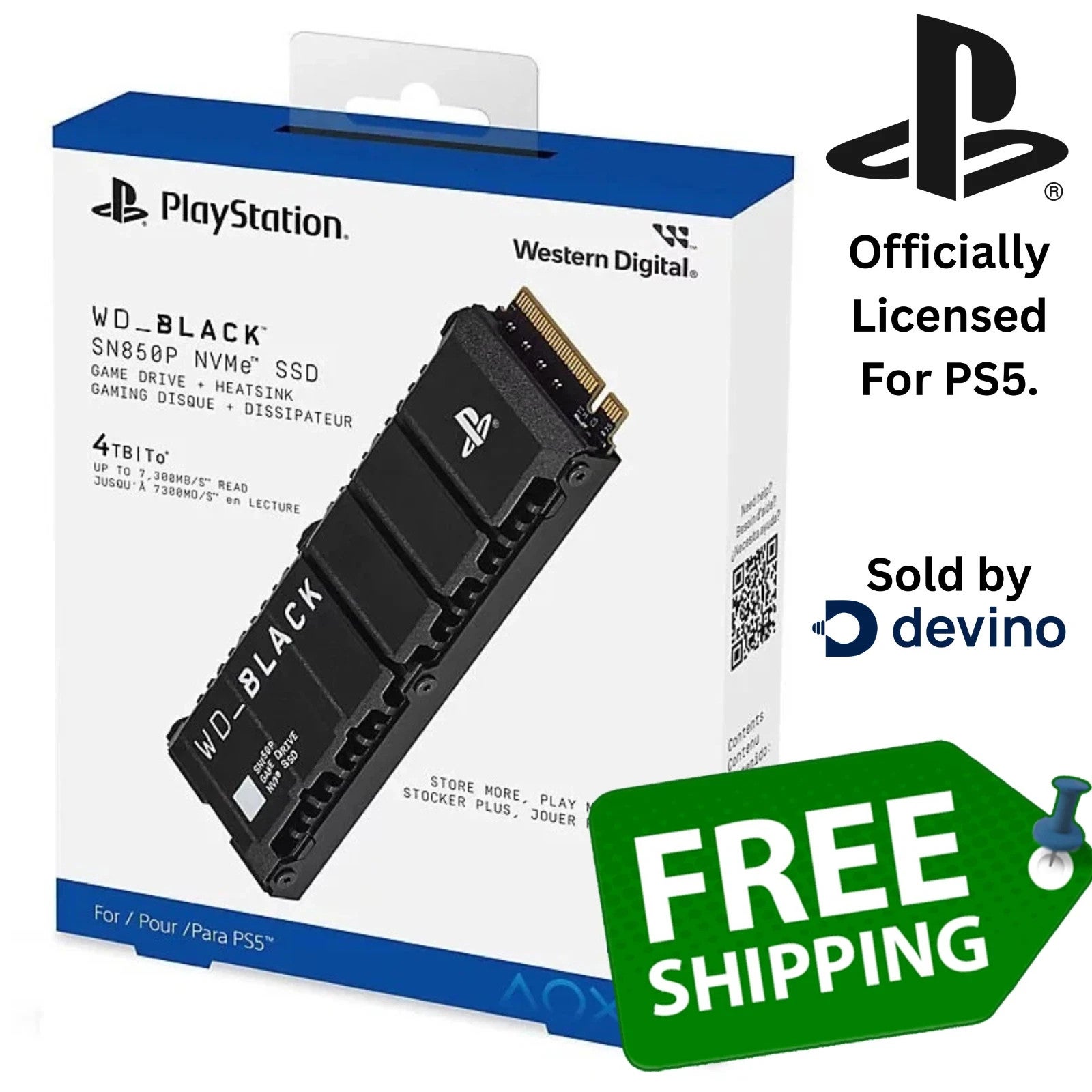 Wd_black Sn850p (sn850x) Heatsink 1tb 2tb 4tb Pc Nvme Internal Ssd Official Ps5