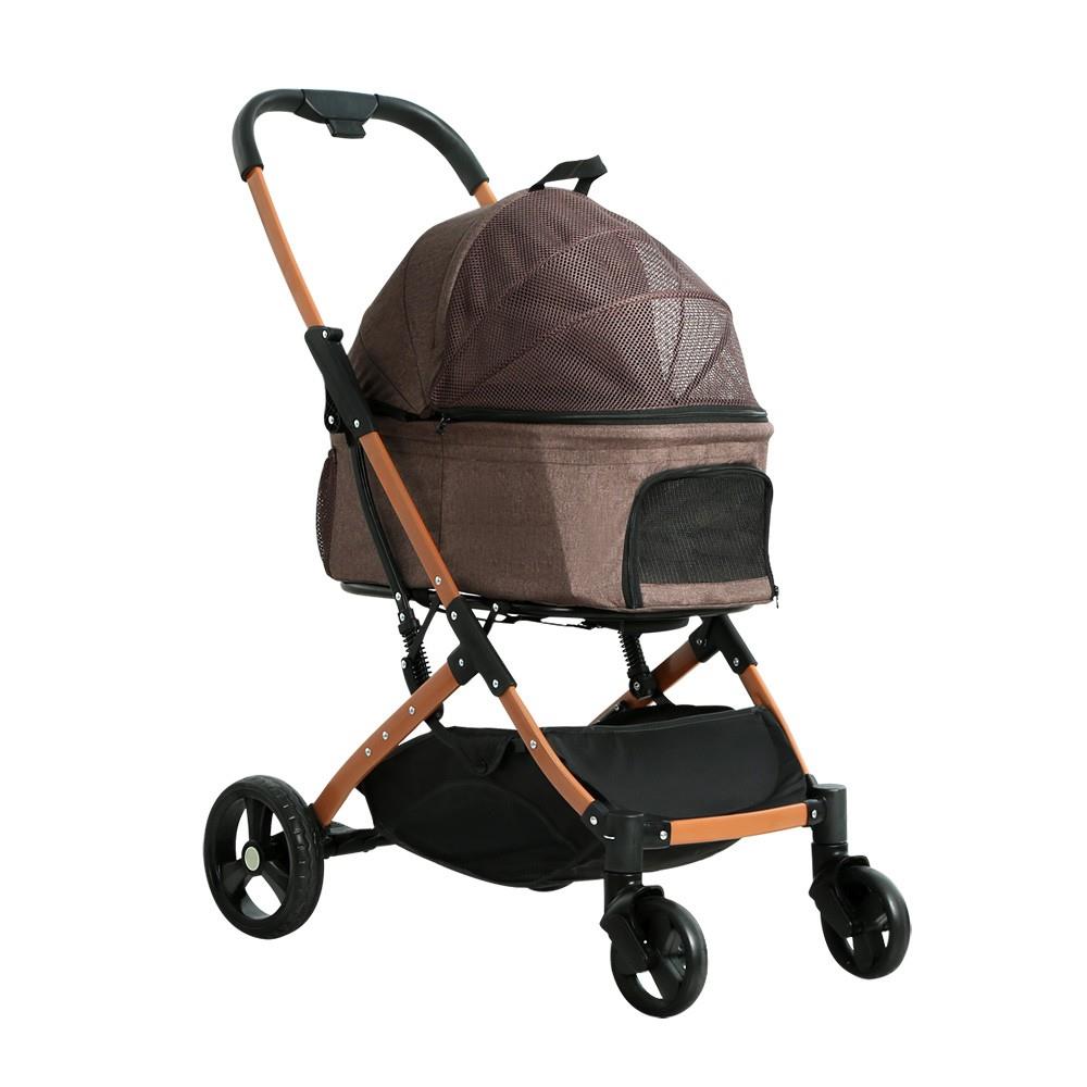 I.pet Pet Stroller Dog Pram Large Cat Carrier Foldable 4 Wheels Brown