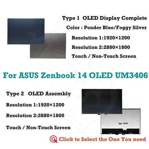 For Asus Zenbook 14 Oled Um3406 14" Lcd Display Complete Assembly Replacement