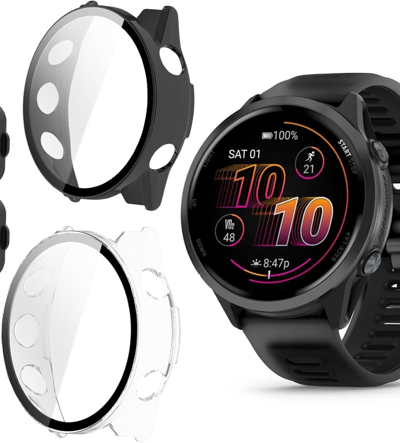 For Garmin Forerunner 570 Screen Protector 42mm 47mm Tempered Glass Pc Cover