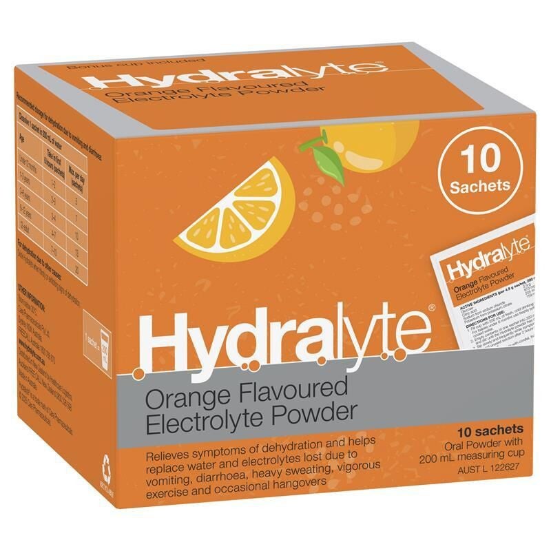 Hydralyte Orange 10 Electrolyte Powder Sachets
