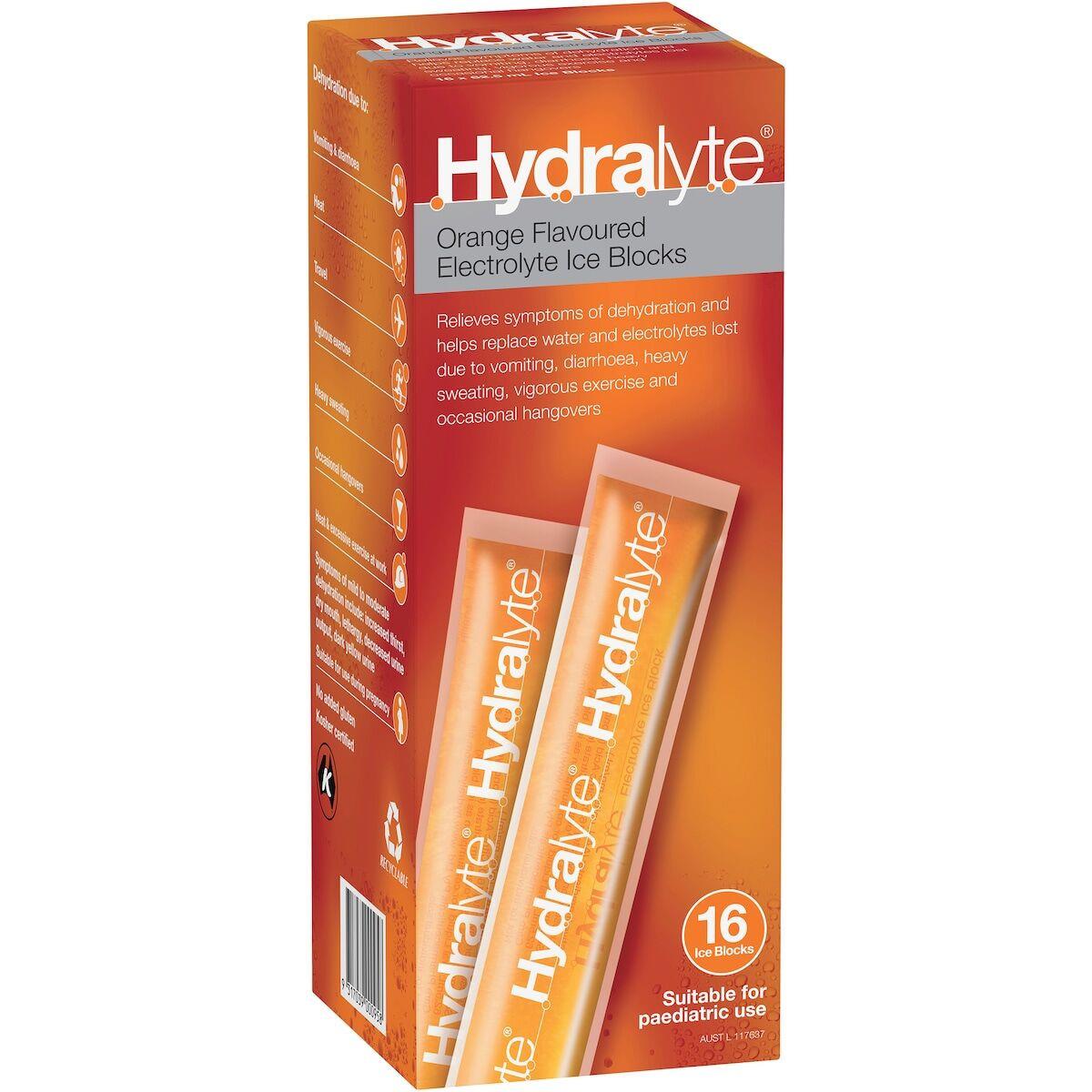 Hydralyte Orange 16 Electrolyte Ice Blocks