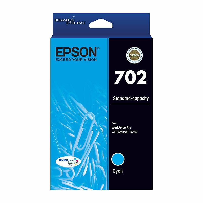 Genuine Epson 702 Cyan Ink Cartridge Cyan 300 Pages C13t344292