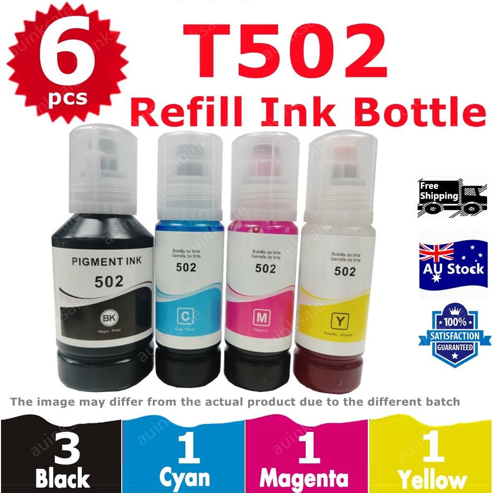 6x T502 502 Ink Bottle Compatible For Epson Ecotank Et-2850 Et-4850 Et-2750