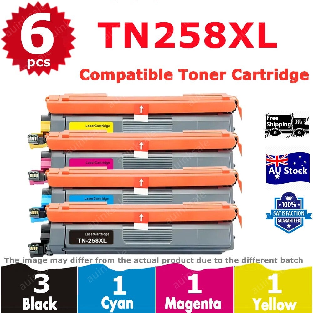 6x Tn-258xl Tn258xl Toner For Brother Mfc-l3755cdw Mfc-l3760cdw Mfc-l8390cdw