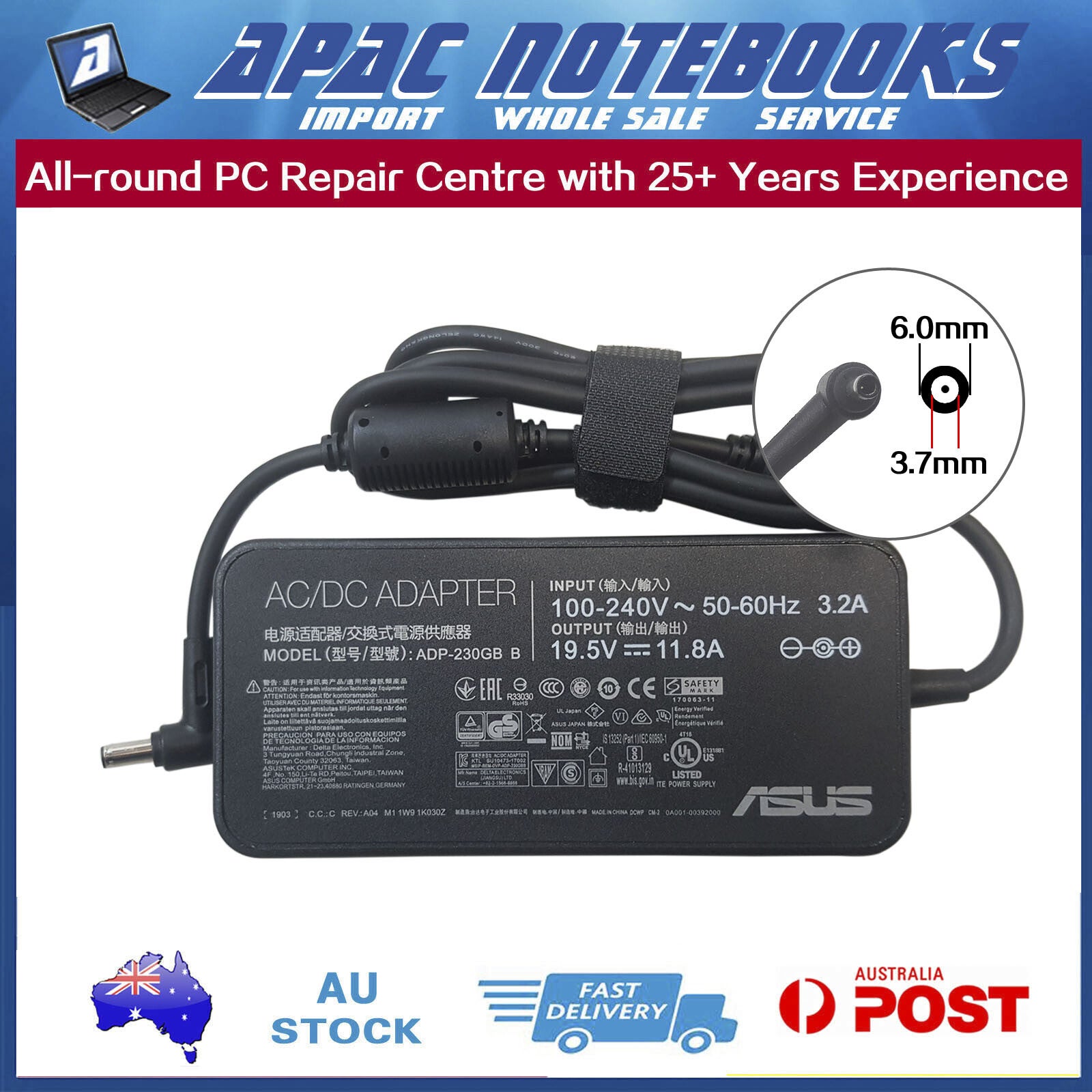 Genuine 230w Ac Adapter Charger Asus Rog Zephyrus G16 2024 Ga605 Ga605wi Ga605wv