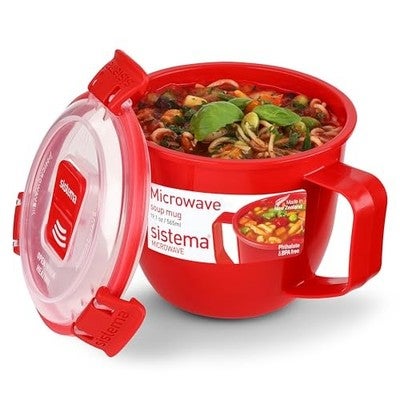 Sistema 1142 Small Microwave Cookware Soup Mug, 19.1 Oz, Red