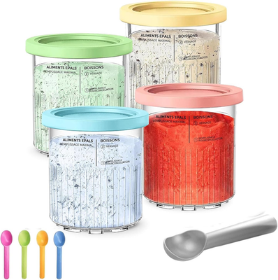 Replacement For Ninja Creami Deluxe Pints And Lids 4 Pack,24oz Ice Cream Make...
