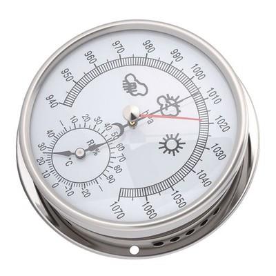 Stainless Steel Weather Station Barometer Temp Humidity Gauge