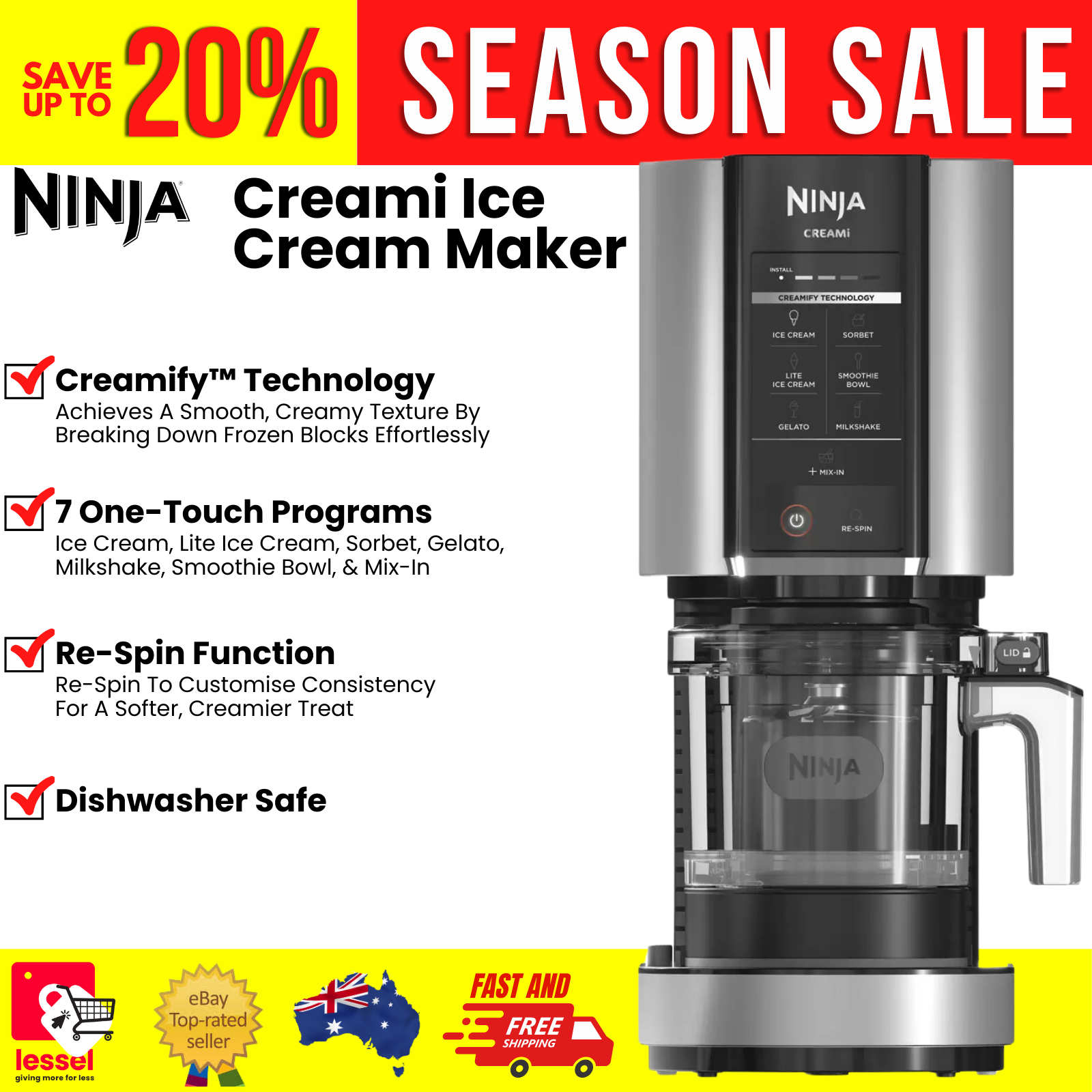 Ice Cream Maker Ice Cream Machine Ninja Creami Milkshake Maker Gelato Smoothie