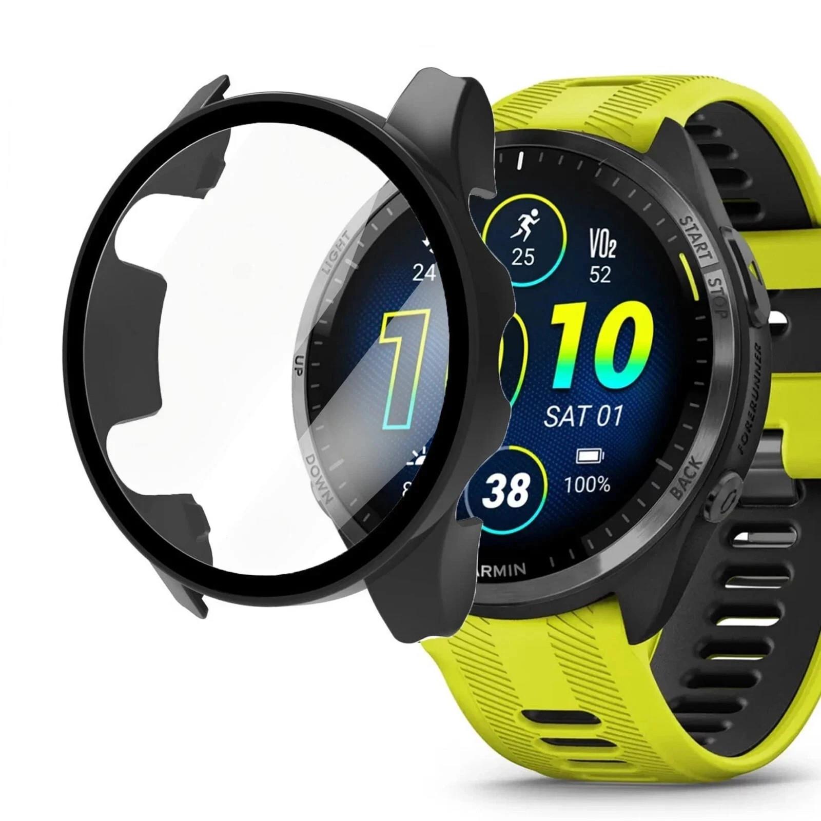 For Garmin Forerunner 265 265s 965 Case Glass Cover Screen Protector