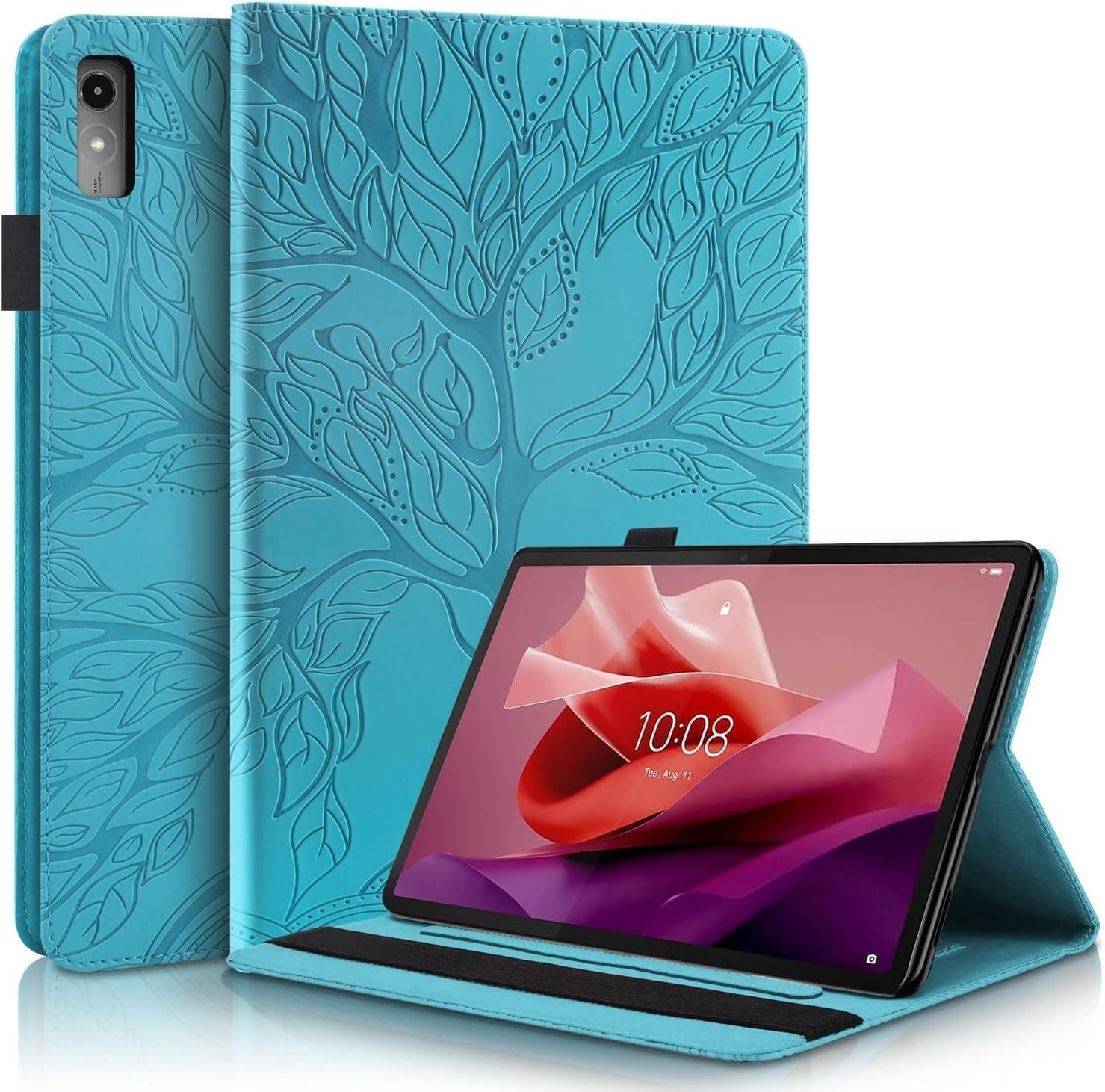For Lenovo Tab P12 12.7 Inch 2023 Case Embossed Tree Pu Leather Case Wallet Flip