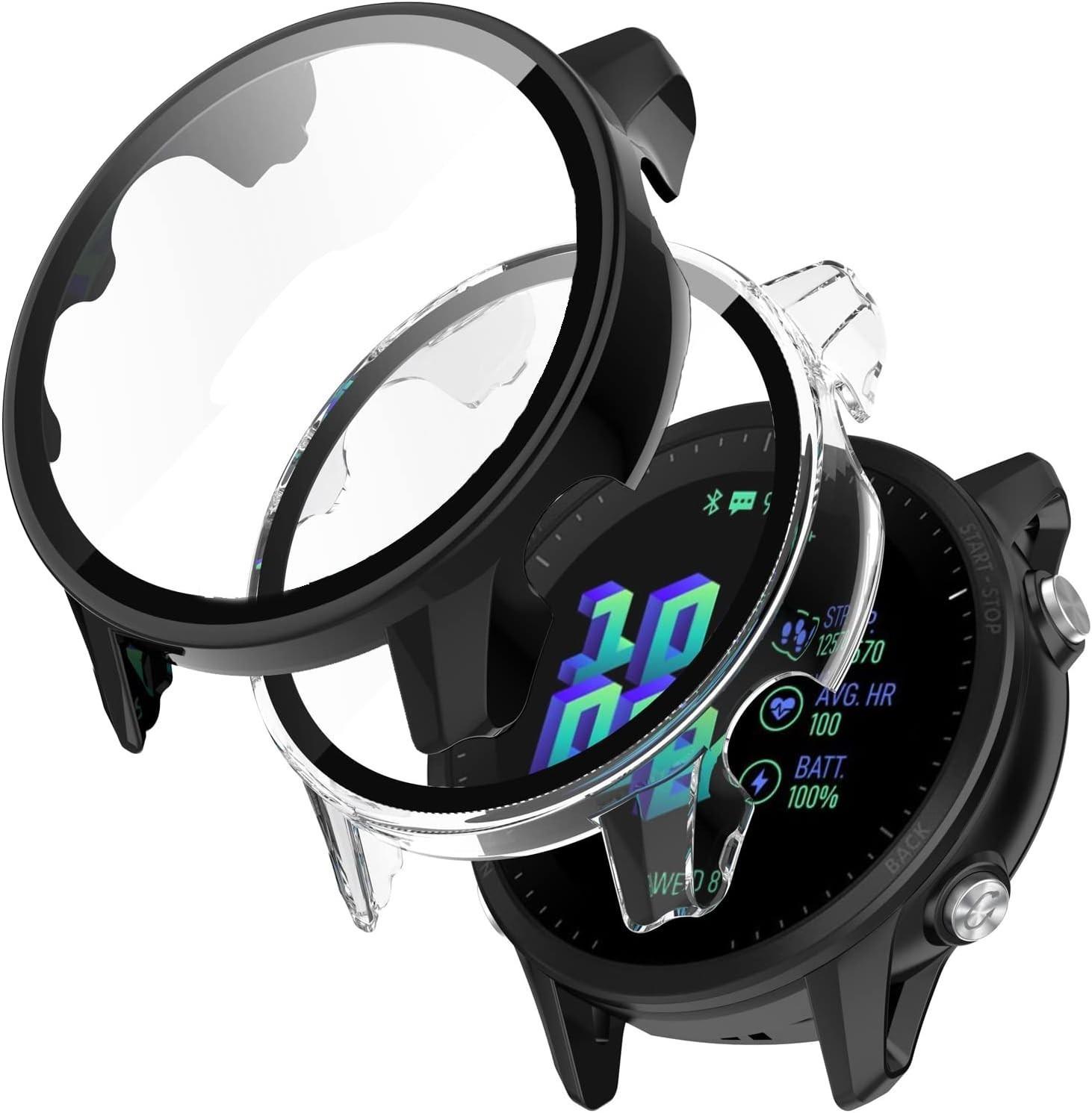 2 Pack Tempered Glass Screen Protector Case For Garmin Forerunner 955