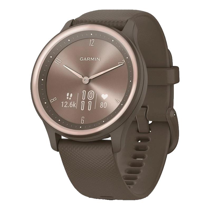 Garmin Vivomove Sport 010-02566-42 Hybrid Smartwatch Peach Gold Cocoa Heart Rate