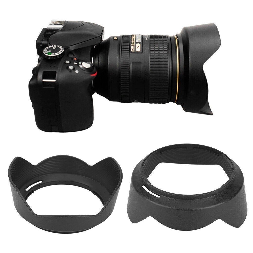 Hb-53 Black Plastic Mount Lens Hood For Nikon Af S 24-120mm F 4g Ed Vr Lenses