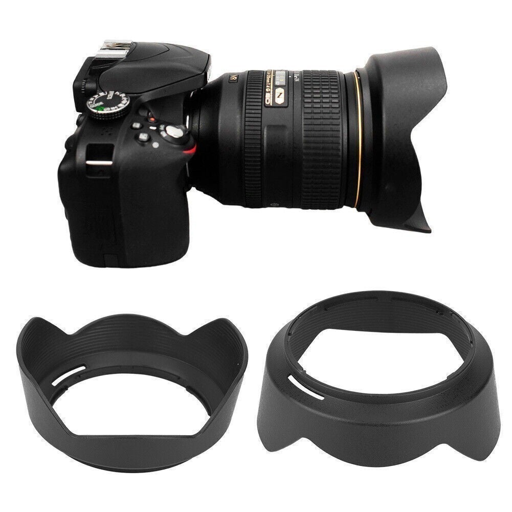 Hb-53 Black Plastic Mount Lens Hood For Nikon Af S 24-120mm F 4g Ed Vr Lenses