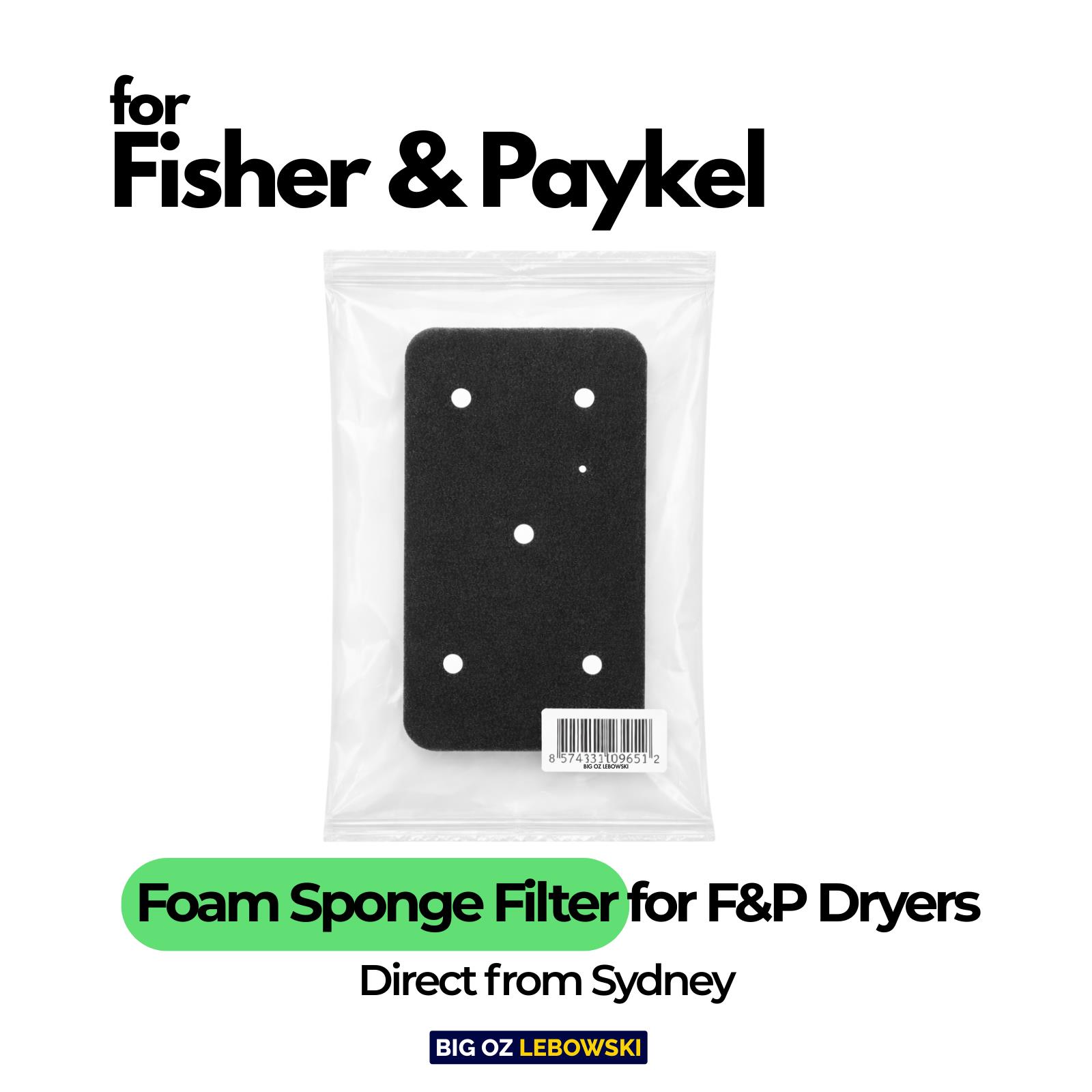 Sponge Filter For Fisher&paykel Steamcare 9kg Series 9 Heat Pump Dryer Dh9060fs1
