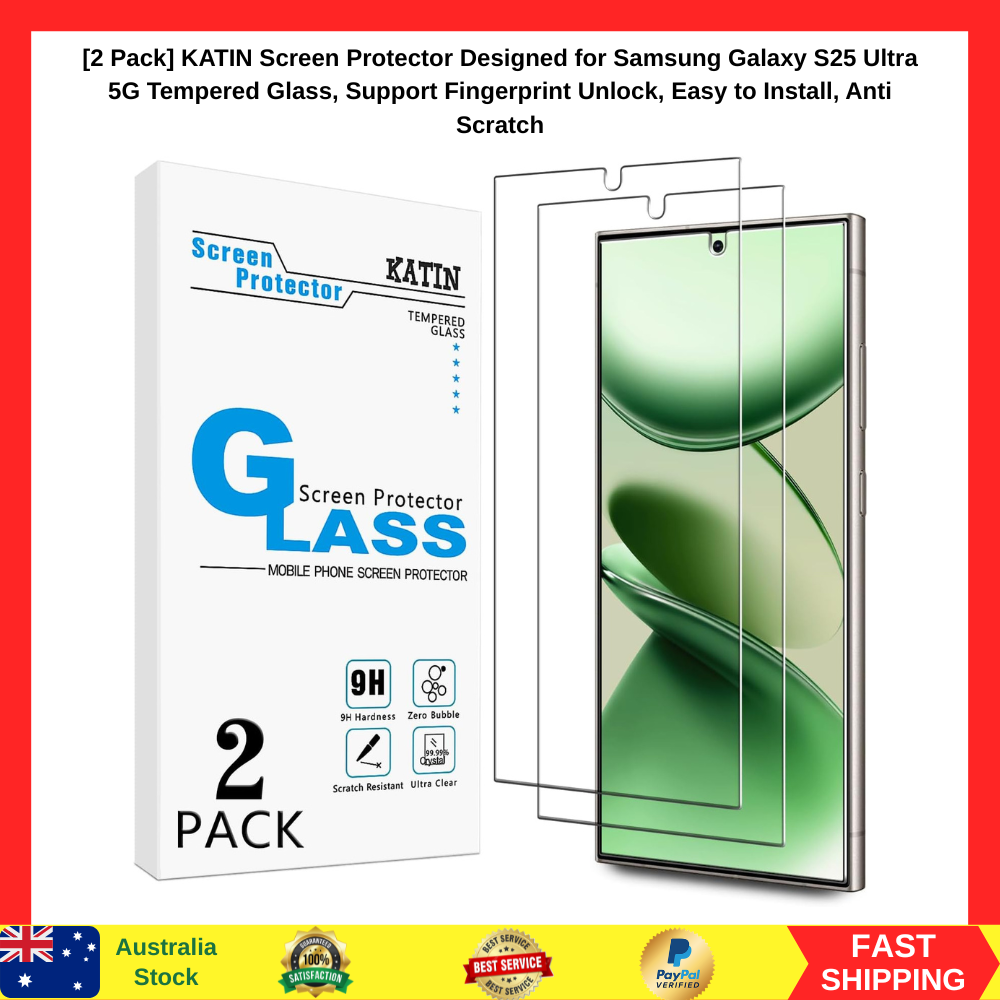 2 Pack Easy To Install Tempered Glass Screen Protector Samsung Galaxy S25 Ultra
