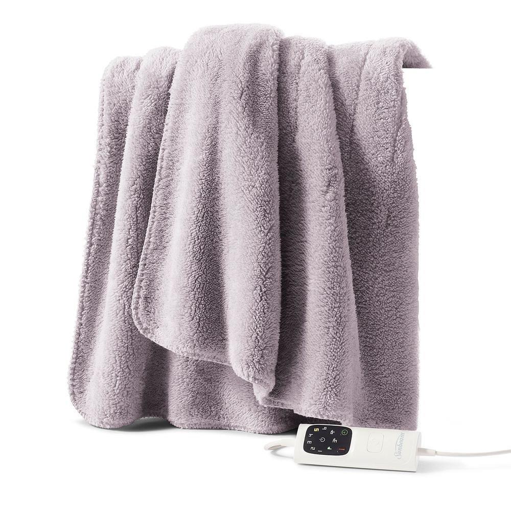 Sunbeam Feel Perfect Sherpa Fleece Heated Throw Blanket